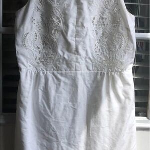 White linen loft Embroidered Sleeveless Dress size 4